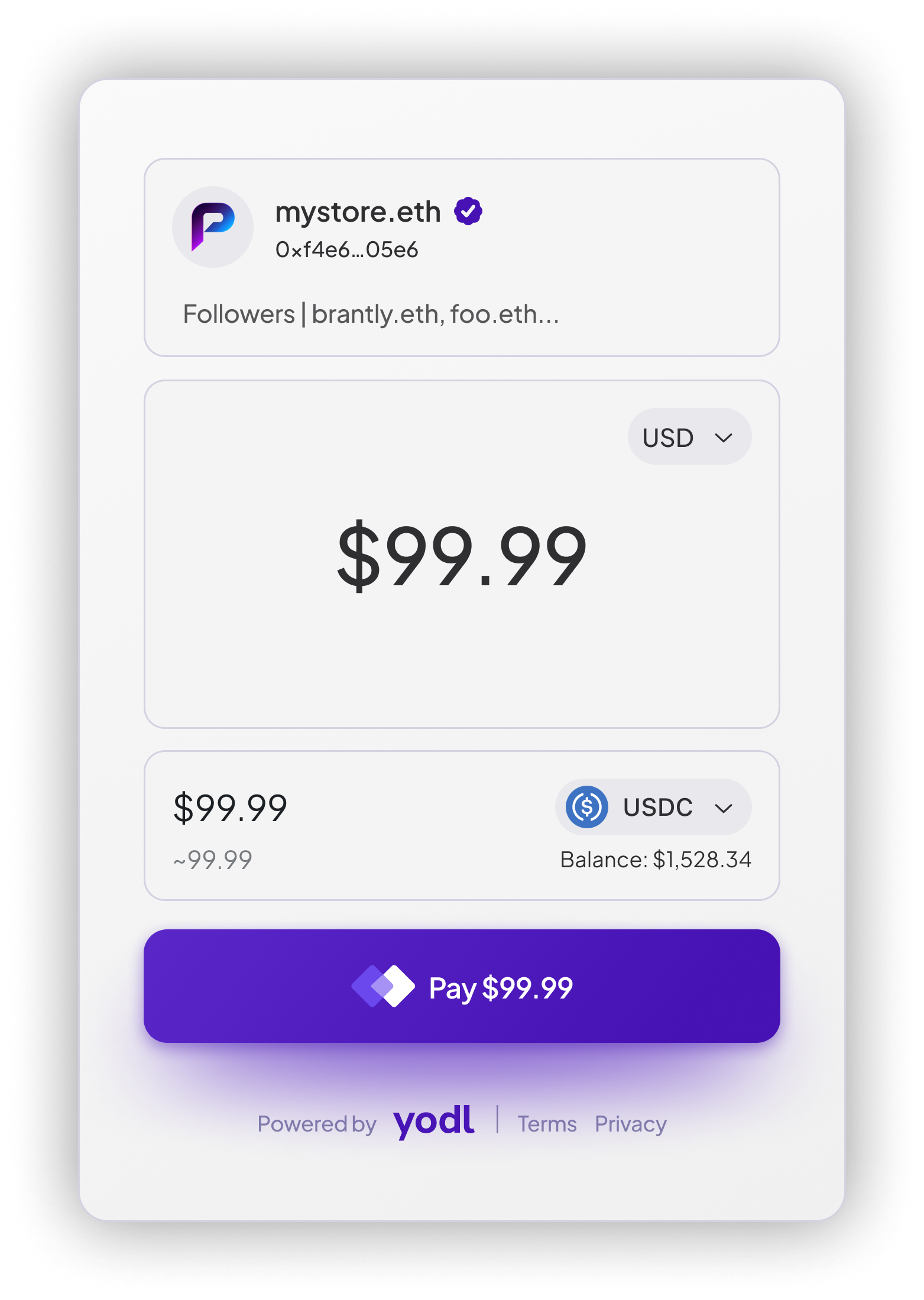 Yodl Checkout Interface
