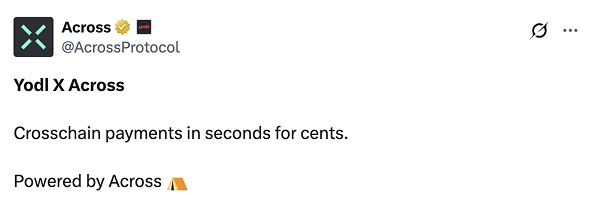 Across Protocol Twitter testimonial
